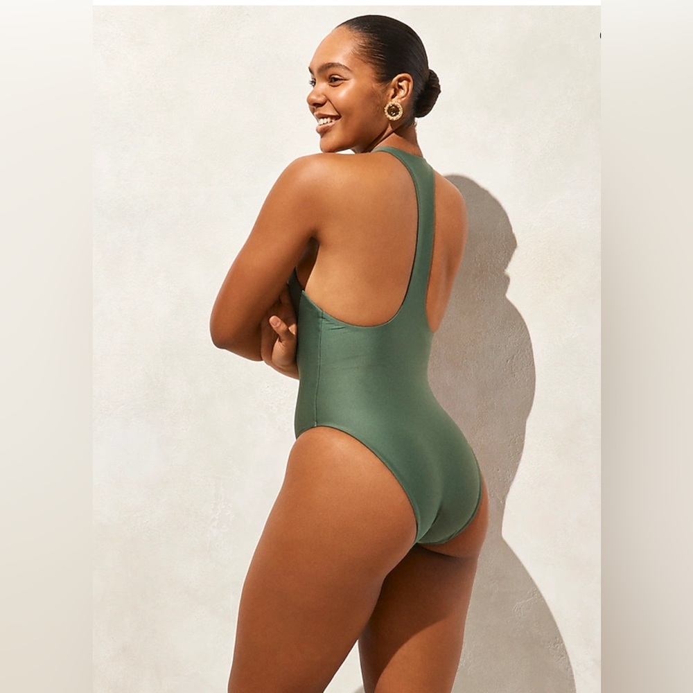 J. Crew Classic Green One-Piece Swimsuit